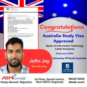 Australia Study Visa from Angamaly